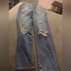 Old navy extra high rise sky hi straight secret smooth pocket ripped jeans-0566